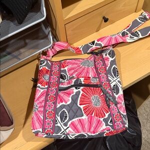 Vera Bradley Pink and Gray Floral Crossbody Bag